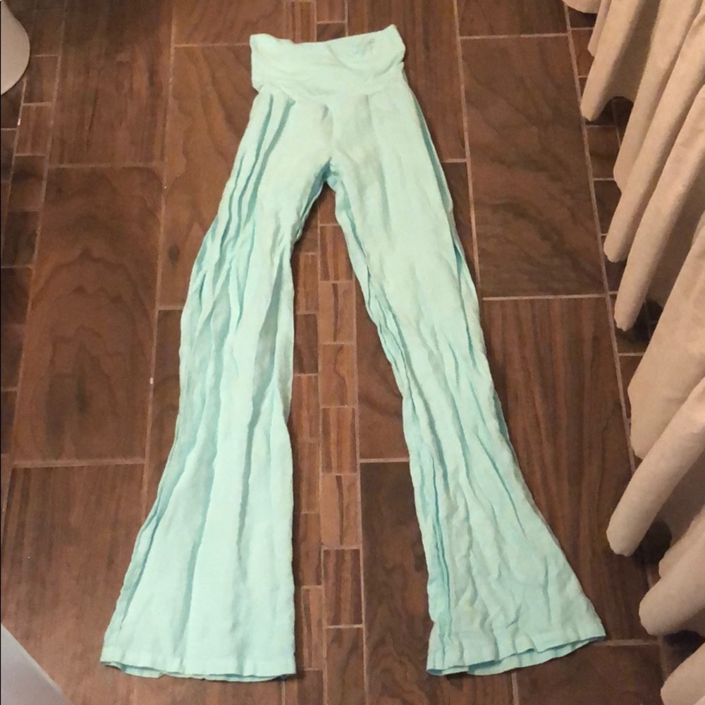Mint green linen pants